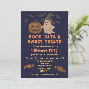 Cute Halloween – Pastel Pumpkin & Candy Party  Invitation