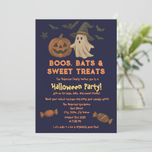 Cute Halloween – Pastel Pumpkin & Candy Party  Invitation