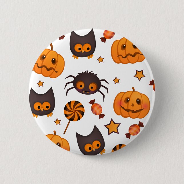 Cute Halloween Pattern Illustration 6 Cm Round Badge (Front)