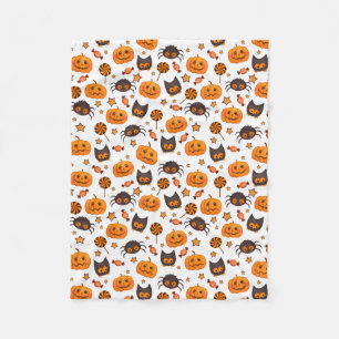 Cute Halloween Pattern Illustration Fleece Blanket