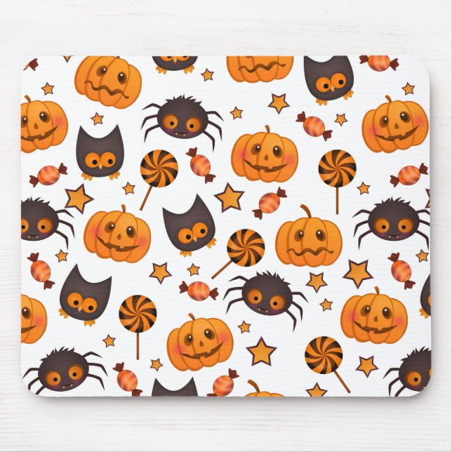 Cute Halloween Pattern Illustration Mouse Mat (Front)