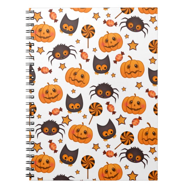 Cute Halloween Pattern Illustration Notebook (Front)