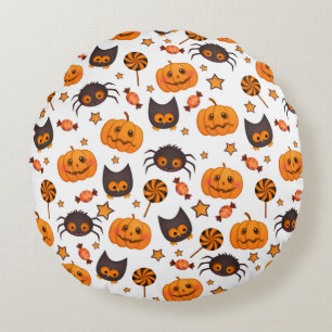 Cute Halloween Pattern Illustration Round Cushion