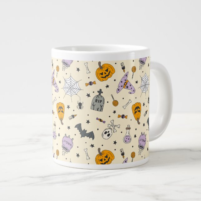 Cute Halloween Pattern Large Coffee Mug (Front Right)