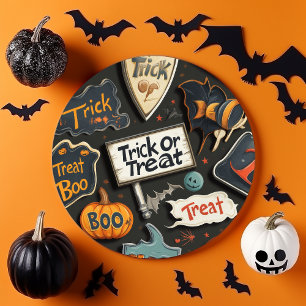 Cute Halloween Pattern Paper Plate