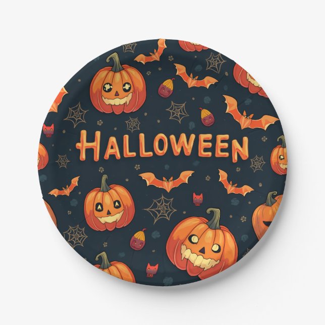 Cute Halloween Pattern Party Plates (Front)