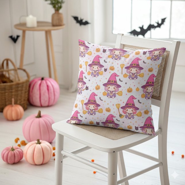 Cute Halloween Pattern with Pumpkins and Ghosts Cushion (Creator Uploaded)