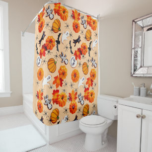 Cute Halloween Pattern with Pumpkins, Ghosts Shower Curtain