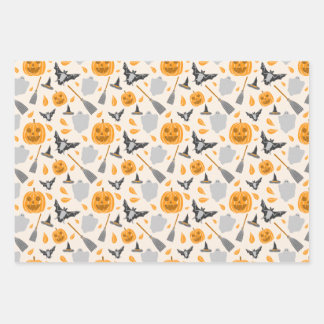 Cute Halloween Pattern Wrapping Paper Sheet Sets.