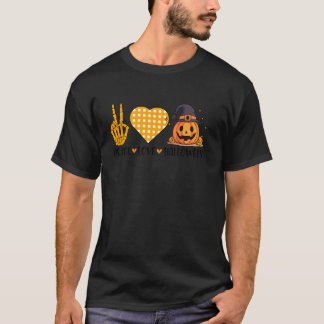 Cute Halloween Peace Love and Gnome Fall Girls Kid T-Shirt