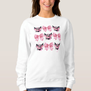 Cute Halloween Pink Bows & Bats Coquette Sweatshirt