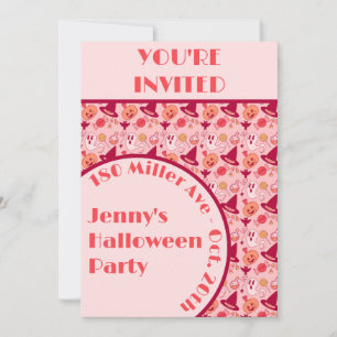 Cute Halloween Pink Girl's Party Invitation