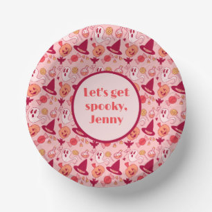 Cute Halloween Pink Pastel Paper Plate