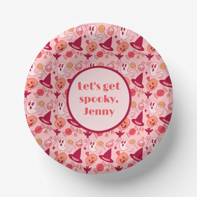 Cute Halloween Pink Pastel Paper Plate (Front)