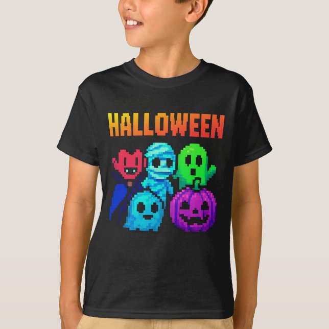 Cute halloween Pixel Clothes unisex male female T-Shirt (Front)