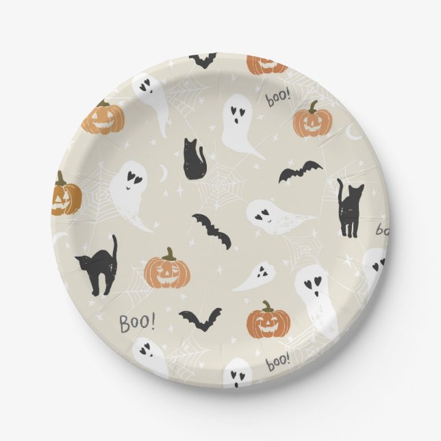 Cute Halloween Plates Kids Party Supplies (Front)