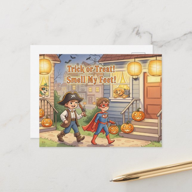 Cute Halloween Postcard (Front/Back In Situ)