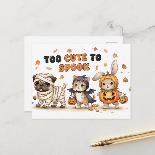 Cute Halloween Postcard (Front/Back In Situ)