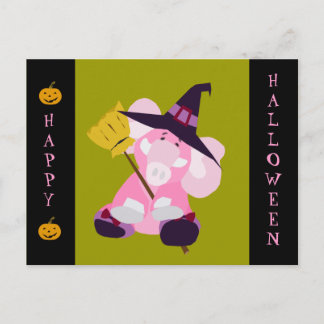 Cute Halloween Postcard: Elephant in Wizard Costum Postcard