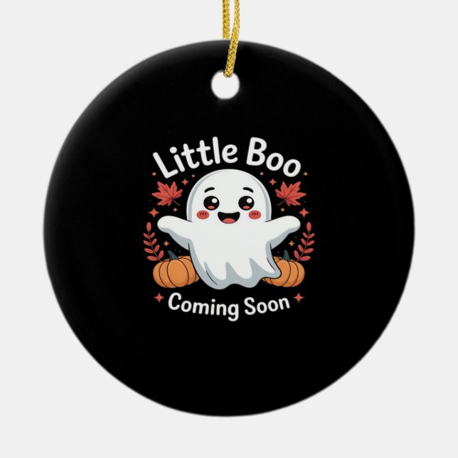 Cute Halloween Pregnancy Announcement Ceramic Tree Decoration (Front)