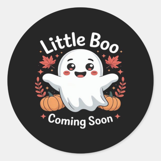 Cute Halloween Pregnancy Announcement Classic Round Sticker (Front)