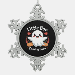 Cute Halloween Pregnancy Announcement Snowflake Pewter Christmas Ornament
