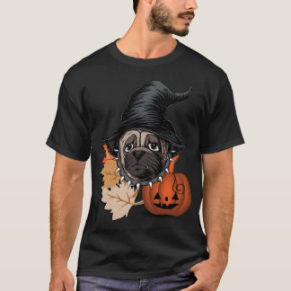 Cute Halloween Pug - Pug in Witch's Black Hat T-Shirt