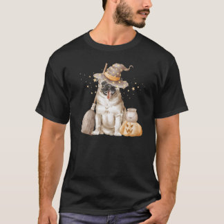 Cute Halloween Pug Witch Broom Dog Mum Fall Women' T-Shirt