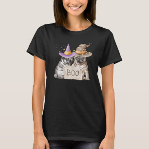Cute Halloween Pugs Dog Ghost Boo Fall Women's T-Shirt