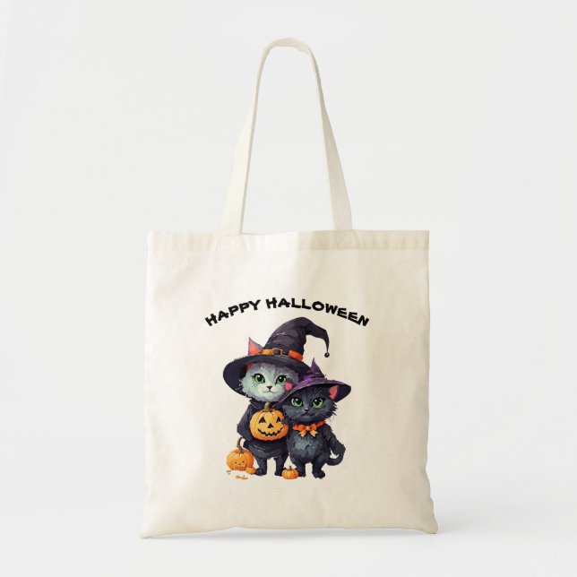 cute Halloween pumpkin and black cats gift Tote Bag (Front)