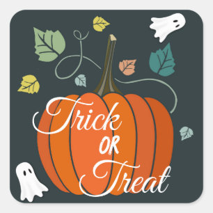 Cute Halloween Pumpkin and Ghosts Trick or Treat  Square Sticker