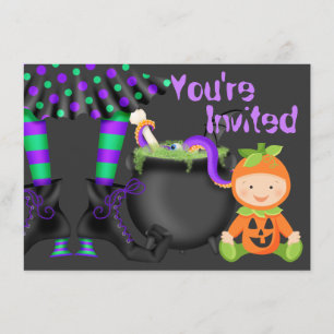 Cute Halloween Pumpkin Baby 1st Birthday Invite