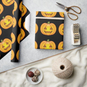 Cute Halloween Pumpkin Cartoon Illustration Wrapping Paper
