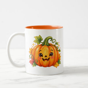 Cute Halloween Pumpkin Coffee Mug   Whimsical Fall