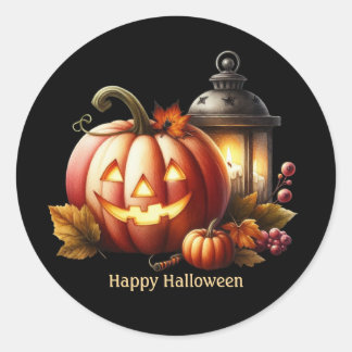 Cute Halloween pumpkin customisable Classic Round Sticker