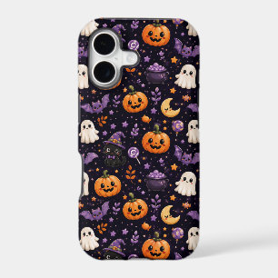 Cute Halloween Pumpkin Ghost Cat Bat Pattern Art