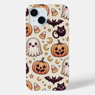 Cute Halloween Pumpkin Ghost Pattern Kawaii iPhone 15 Case