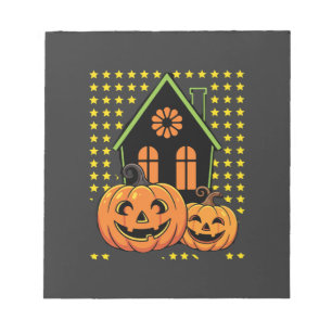 Cute Halloween Pumpkin Haunted House Star Notepad