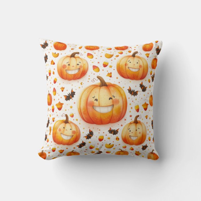 Cute Halloween pumpkin illustration design Cushion (Front)