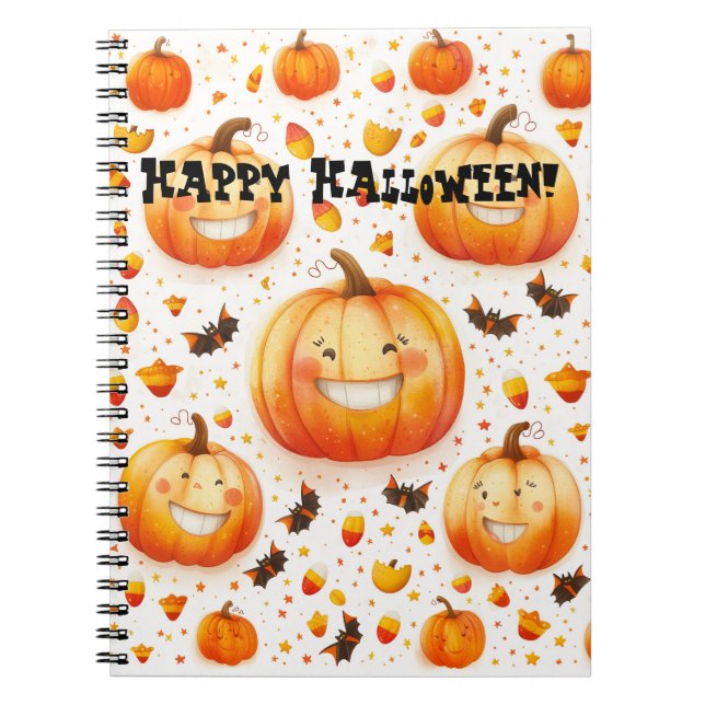 Cute Halloween pumpkin illustration design Notebook (Front)