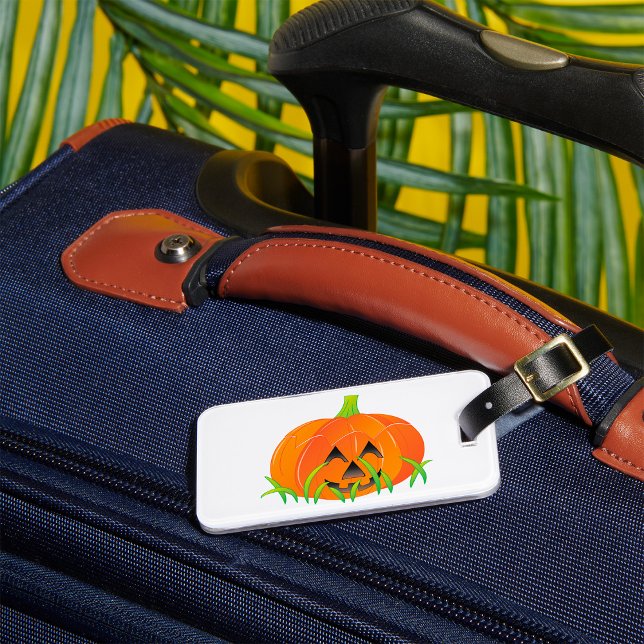 Cute Halloween Pumpkin Jack-O-Lantern Luggage Tag (Creator Uploaded)