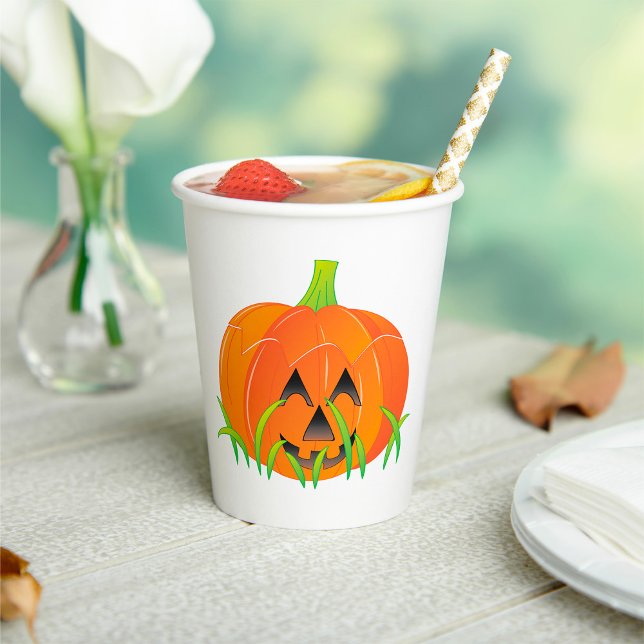 Cute Halloween Pumpkin Jack-O-Lantern Paper Cups (Creator Uploaded)