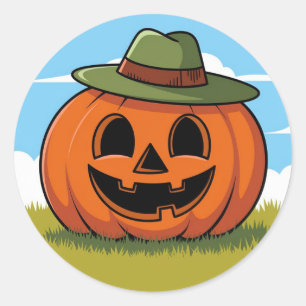 Cute halloween pumpkin jack o'lantern classic round sticker