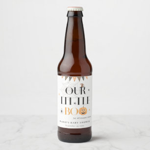 Cute Halloween Pumpkin Little Boo Baby Shower Beer Bottle Label