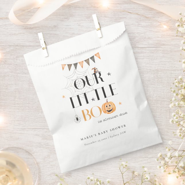 Cute Halloween Pumpkin Little Boo Baby Shower Favour Bags (Clipped)