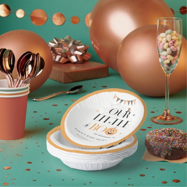 Cute Halloween Pumpkin Little Boo Baby Shower Paper Plate (Multi)