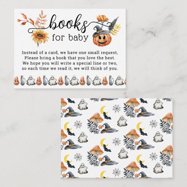 Cute Halloween Pumpkin Little Boo Books for Baby Enclosure Card (Front/Back)