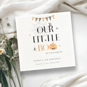 Cute Halloween Pumpkin Little Boo Kids Birthday Napkin