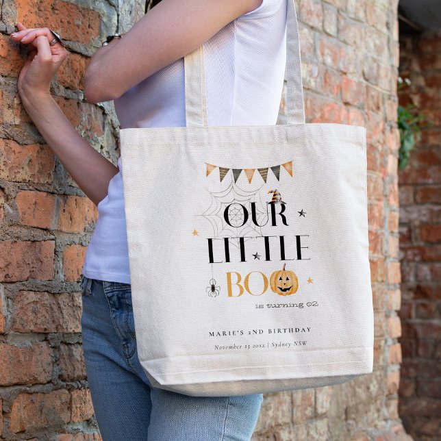 Cute Halloween Pumpkin Little Boo Kids Birthday Tote Bag (Creator Uploaded)