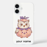 Cute Halloween Pumpkin Owl Personalised iPhone Cas